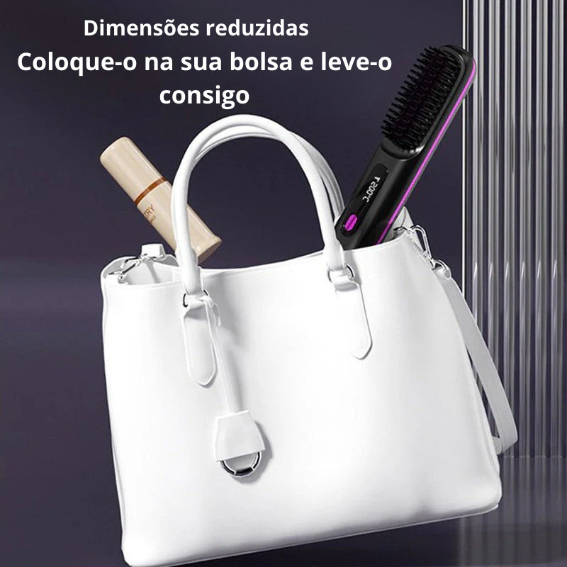 Pente aquecido sem fios em cerâmica para alisar o cabelo